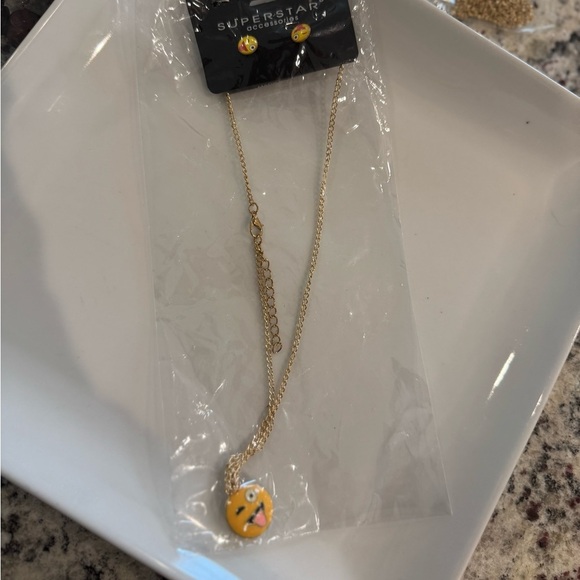 Fashion Jewelry Emoji Pendant Necklace and Earrings Condition Set - Picture 3 of 5